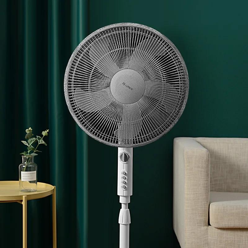 Heim Elektrischer Ventilator Staubschutz Kordelzug Schutznetz Anti-Quetsch-Hand Sicherheit Staubdicht Standventilator Abdeckung Ventilatorschutz Aufbewahrungstaschen schwarz