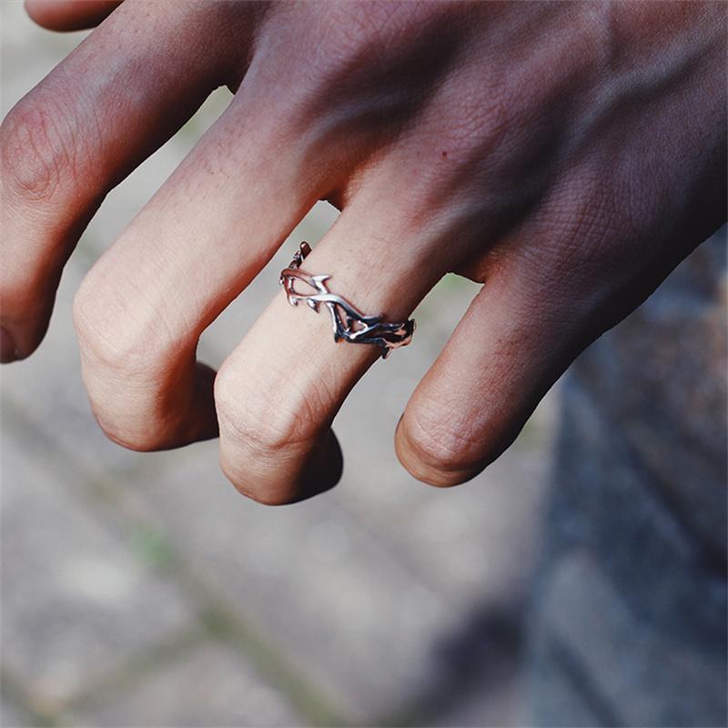 Vintage Goth Dornen Partnerringe für Männer Frauen Unregelmäßigkeit Öffnung Ranke Punk Ring Party Schmuck Geschenke Accessoires 1pc