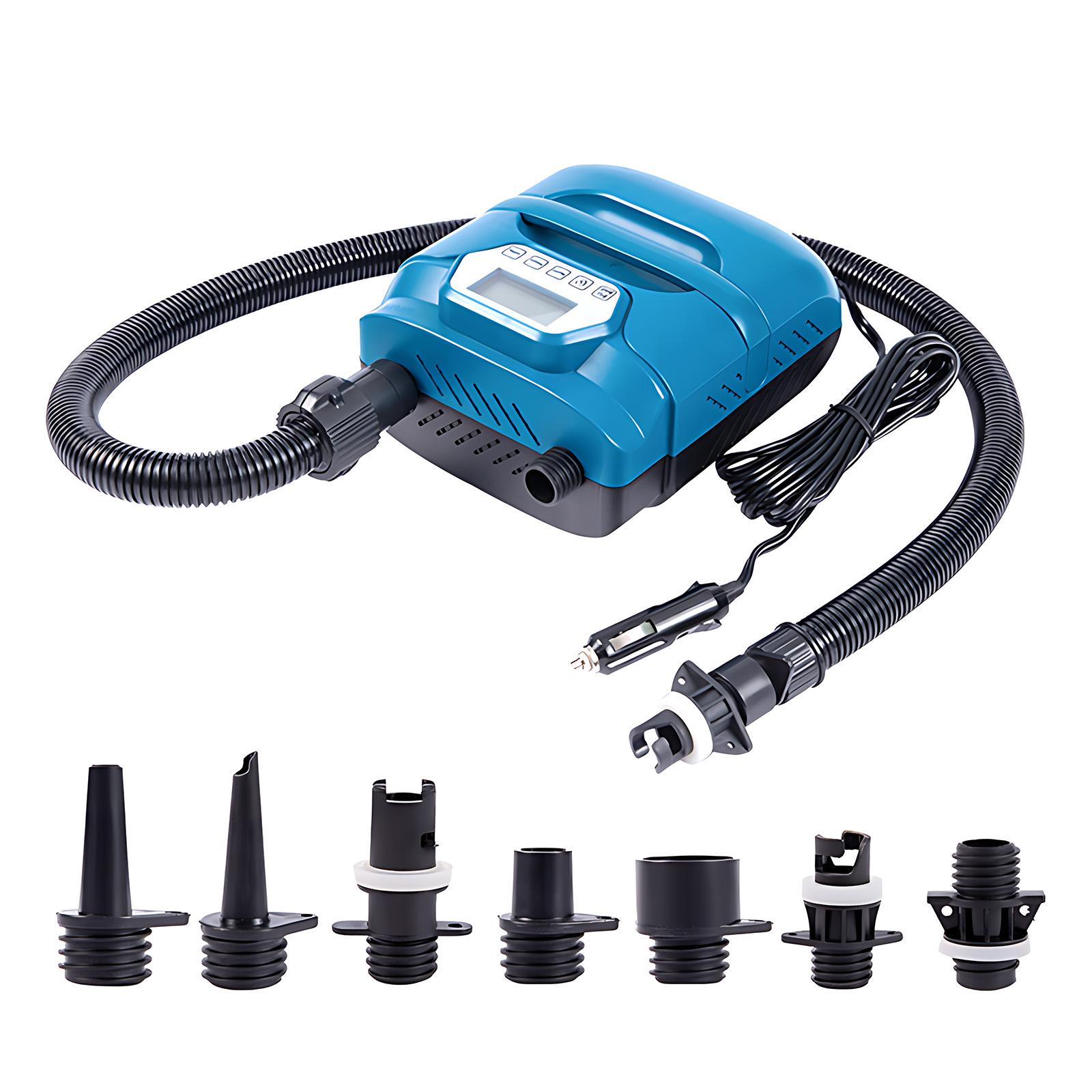 20PSI Hochdruck SUP Pumpe Dual Motor 150W 12V DC Aufblasbare Entleerbare Elektrische Luftpumpe mit 7 blau