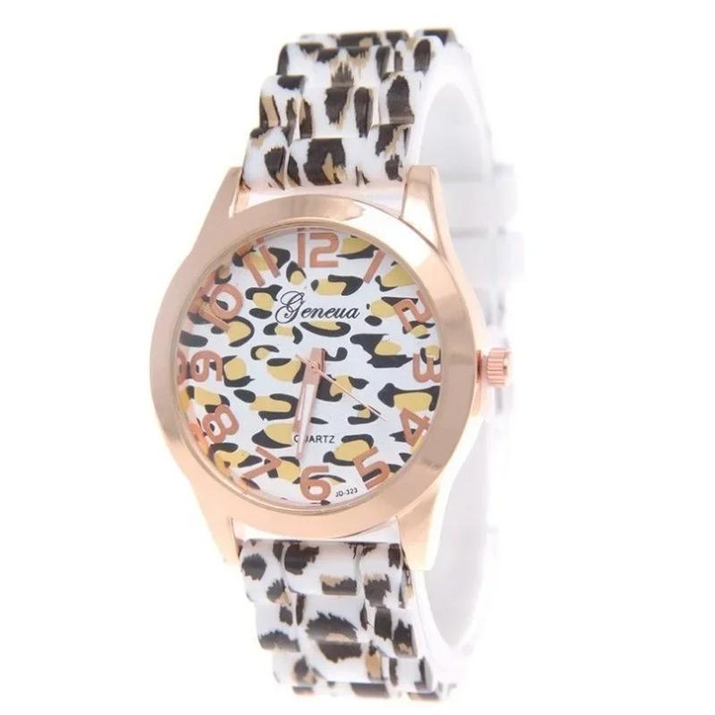 Mode Leopard Print Quarzuhr Frauen Silikon Sport Uhren Silikon Band Quarz Armbanduhren Damen Weibliche Uhr
