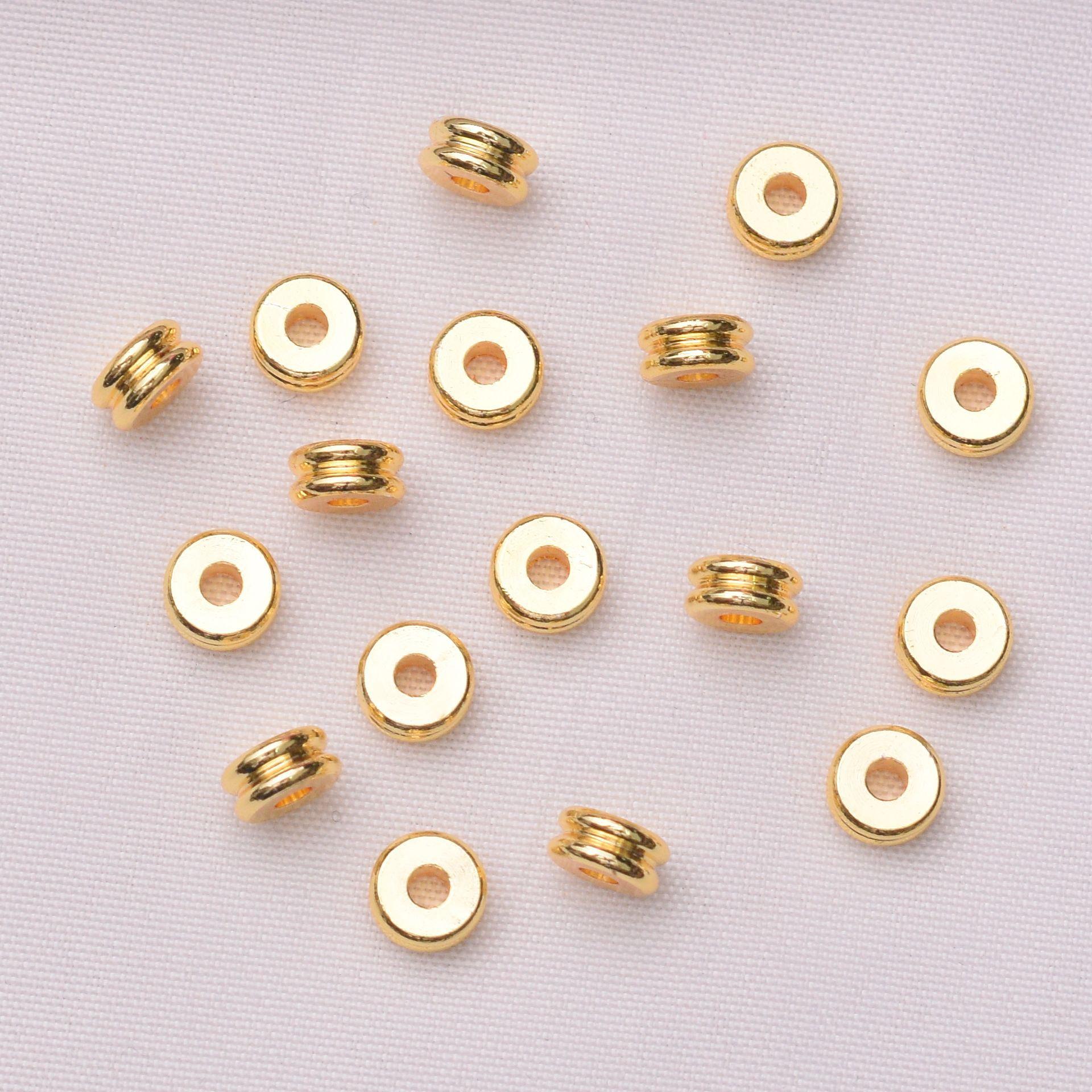 100 Stück 18 Karat Gold umwickelter, farberhaltender, doppelschichtiger Abstandshalter, glatter Perlen-Abstandshalter, DIY handgefertigtes Schmuckzubehör, Perlenmaterial-Abstandshalter