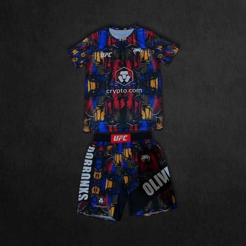 Neues UFC Top Boxen Charles Oliveira Kampfsport Event T-Shirt Shorts Herren Atmungsaktiv Schnelltrocknend Trikot Ringen Sportbekleidung Set XS black