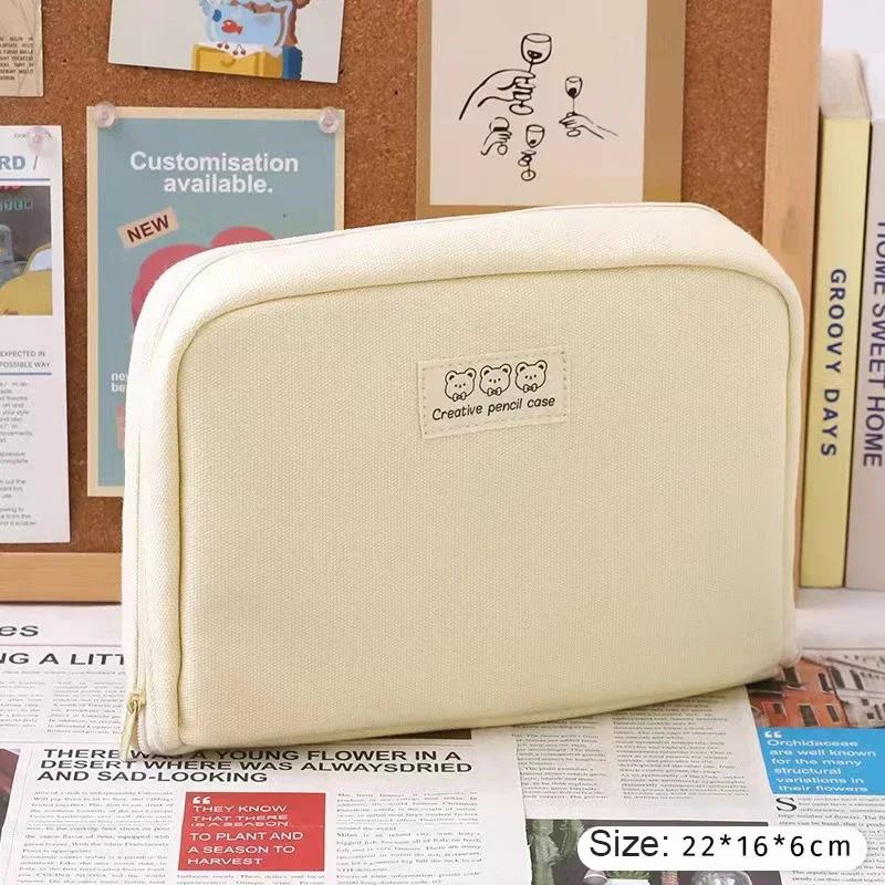 Bleistiftetui mit großer Kapazität, Kawaii-Bleistiftboxen für Mädchen, süße koreanische Schreibwaren, Schulbedarf, Stifttasche, Organizer weiß