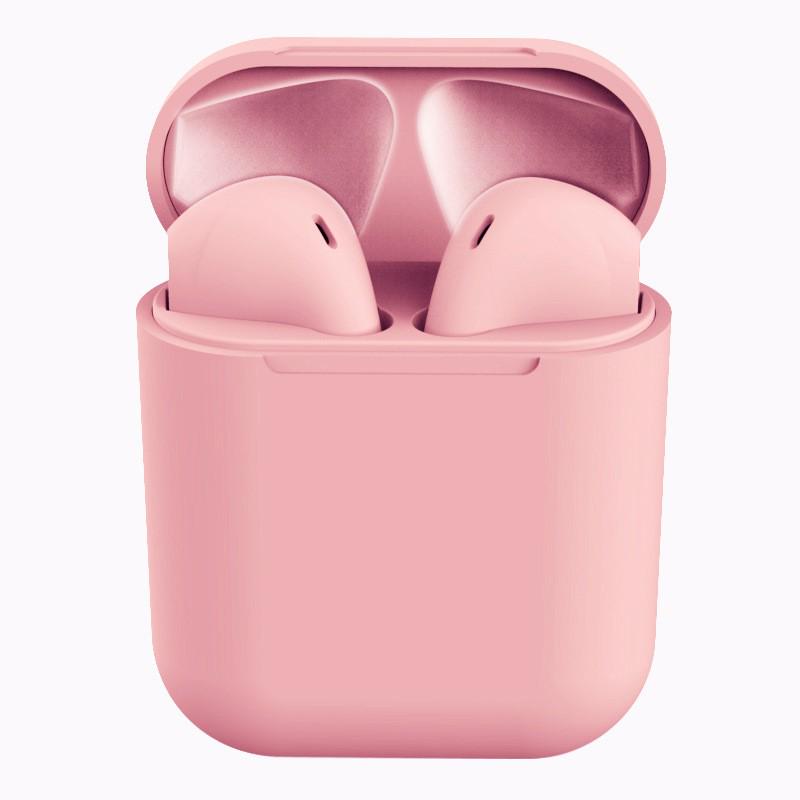 Inpods12 TWS TWS Ohrhörer 5.0 Bluetooth-Kopfhörer, kabelloses Headset für iPhone und alle Android-Telefone rosa