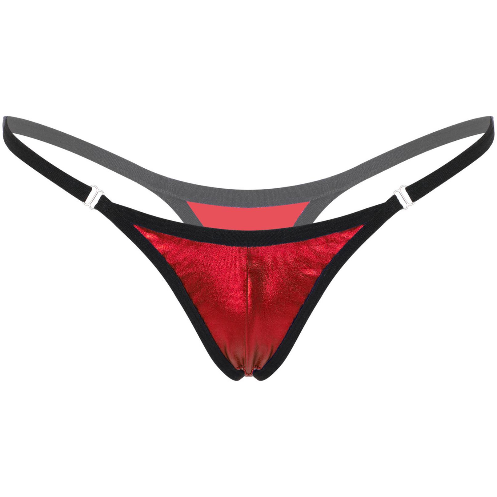 Glänzender Micro-Tanga mit niedrigem Bund für Damen, sexy G-String-Unterwäsche, Bikinihose One Size rot