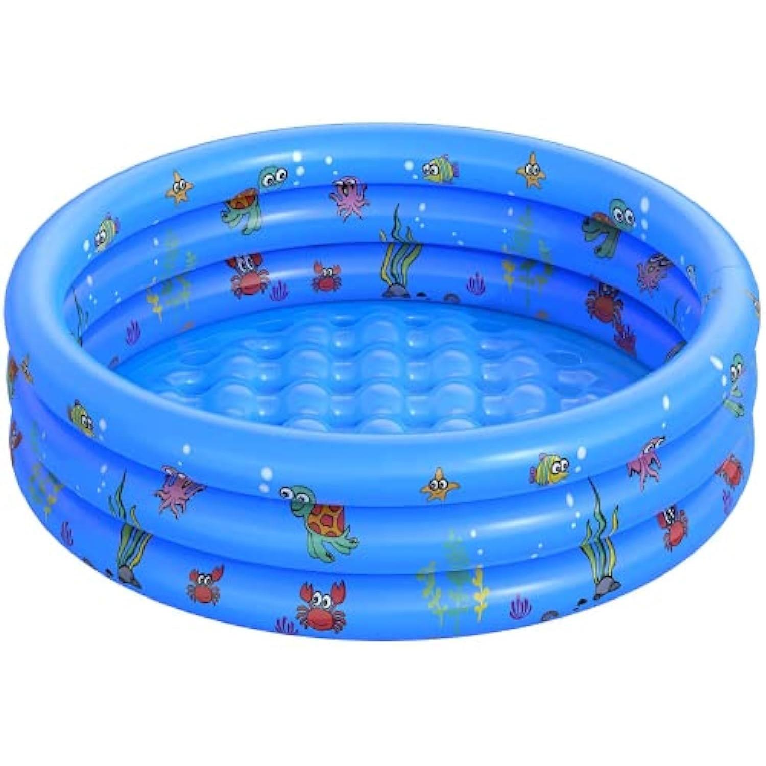 Planschbecken, Familienschwimmbecken, Aufblasbarer Pool, Kinderpool, Aufblasbares Planschbecken, Planschbecken für Kinder, Kinderplanschbecken 100*35cm blau