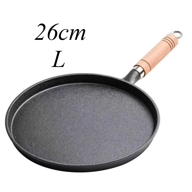 26cm Gusseisen Bratpfanne Unbeschichtet Antihaft Eier Pfannkuchen Pfanne Crêpe Maker Steak Brattopf Gas Induktionsherd Küchengeschirr