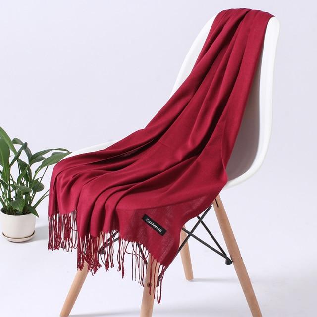 Frauen Feste Schal Kaschmir Gefühl Pashmina Schals Quaste Hijab Kopf Wraps Femme Dünne Frühling Winter Schals Foulard Bufanda 200x70cm