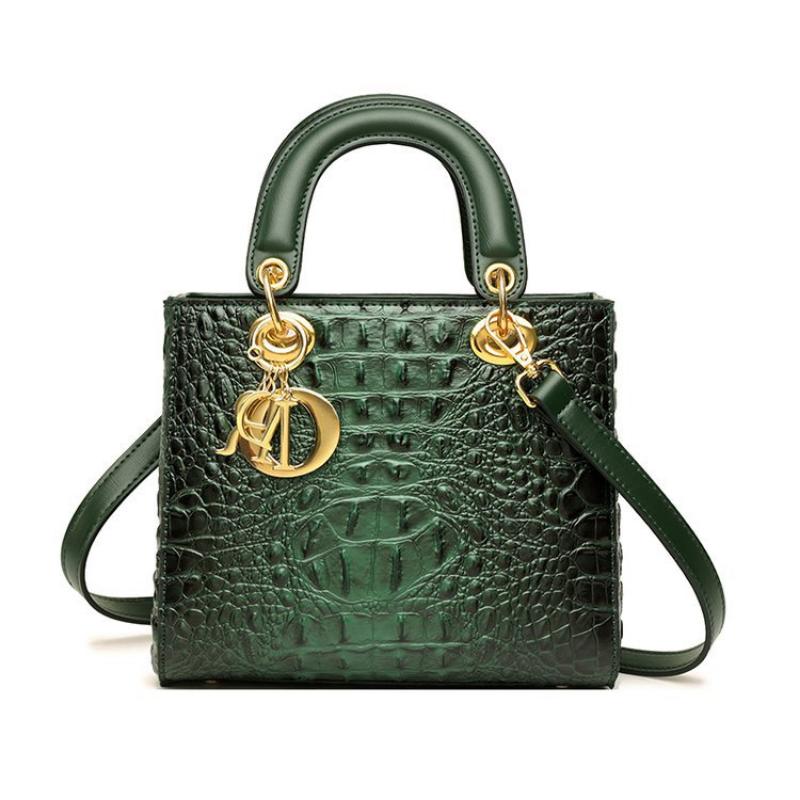 Damenhandtasche, Krokodilmuster, einfarbig, Umhängetasche, Retro, täglich, lässig, Umhängetasche 22*11*19cm grün