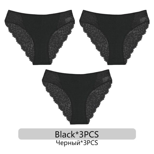 FINETOO 3 Teile/satz Sexy Spitze Höschen Frauen Floral Briefs S-XL Damen Unterhosen Niedrige Taille Spitze Unterwäsche Weibliche Dessous 6 Farben L