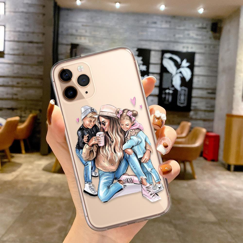 Geeignet für IPhone16 Mädchen Mutter Junge Baby Eltern-Kind Handyhülle Neue Cartoon Handyhülle 13promax