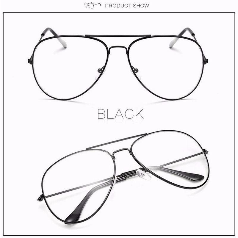 Klare Linse Nerd Brille Damen Herren Mode Unisex Hipster Brille Metallrahmen Brille schwarz