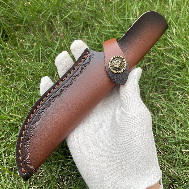 23 CM Feststehendes Messer Gerader Halter Rindslederscheide Messerabdeckung Lederscheide Jagdmesser Holster Gürtelschnalle