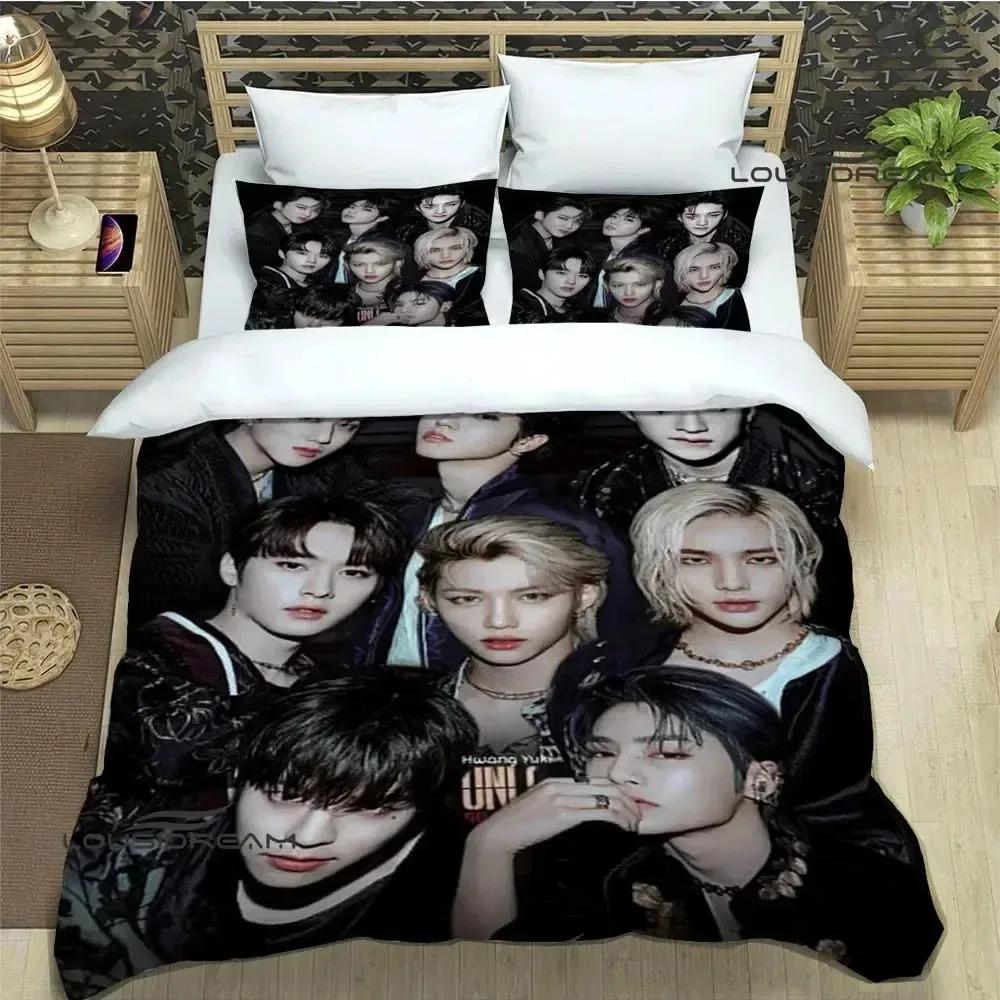 KPOP S-Stray-K-Kids Druck Bettwäsche-Sets Exquisites Bettwaren-Set Bettbezug Bettdecke Bettwäsche-Set Luxuriöses Geburtstagsgeschenk US King 264x228cm