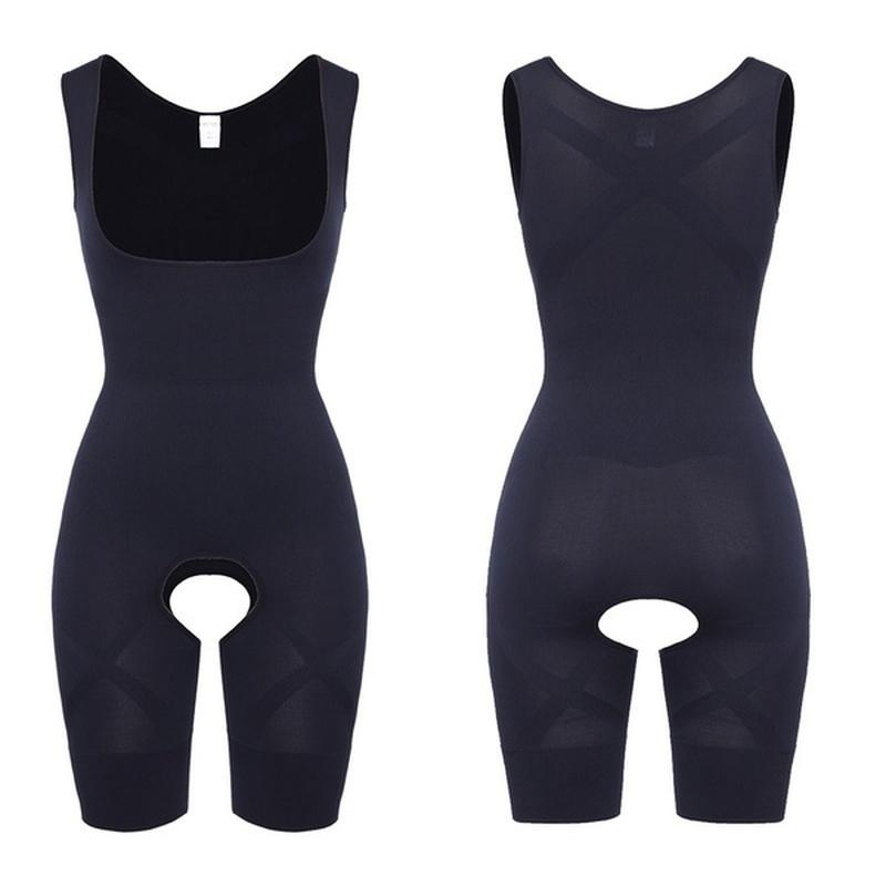 Magic Full Body Shaper Damen Taillentrainer Bauchkontrolle Oberschenkelformer Shapewear Korsett Schlankheitsunterwäsche Body M schwarz