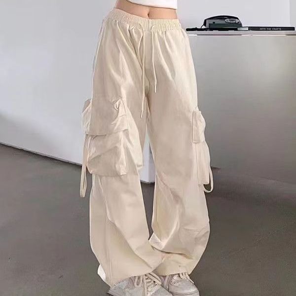 Beige Hip Hop Cargo Hosen Frauen Harajuku Y2K Vintage Baggy Streetwear Oversize Breite Bein Fallschirm Hosen Weibliche Koreanische Mode XXXL beige