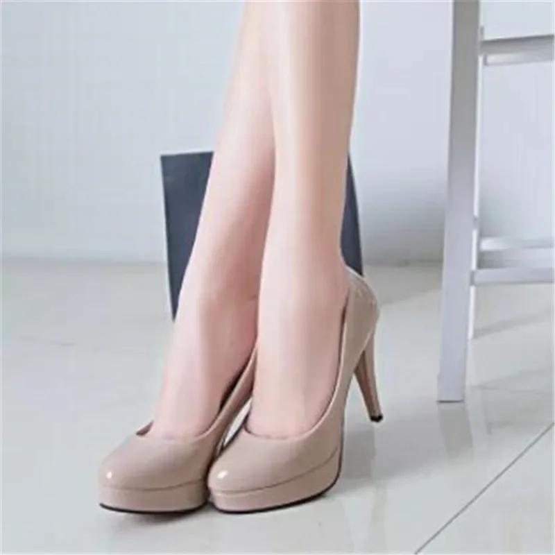 Größen 34-42 Neue Luxus Designer Damen High Heels Mode Klassische Lackleder Heels für Damen Temperament Lady Business Schuhe 35 beige