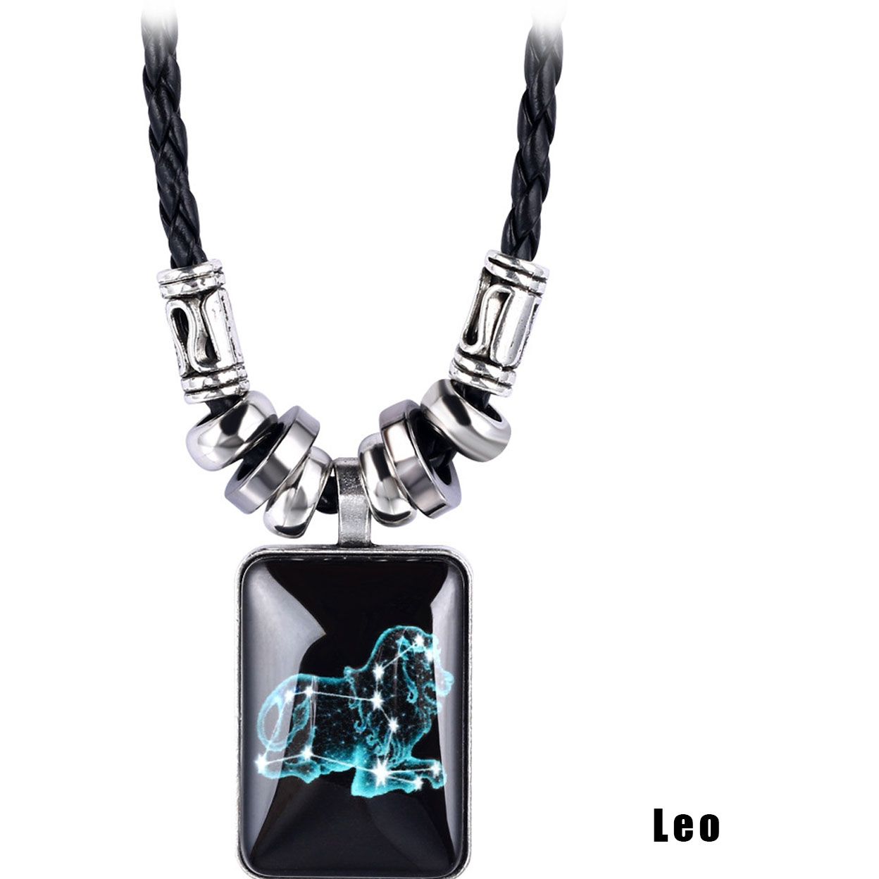 Herren-Halskette mit 12 Sternzeichen-Design, Astrologie-Halskette, Sternbild-Anhänger, Galaxie Leo