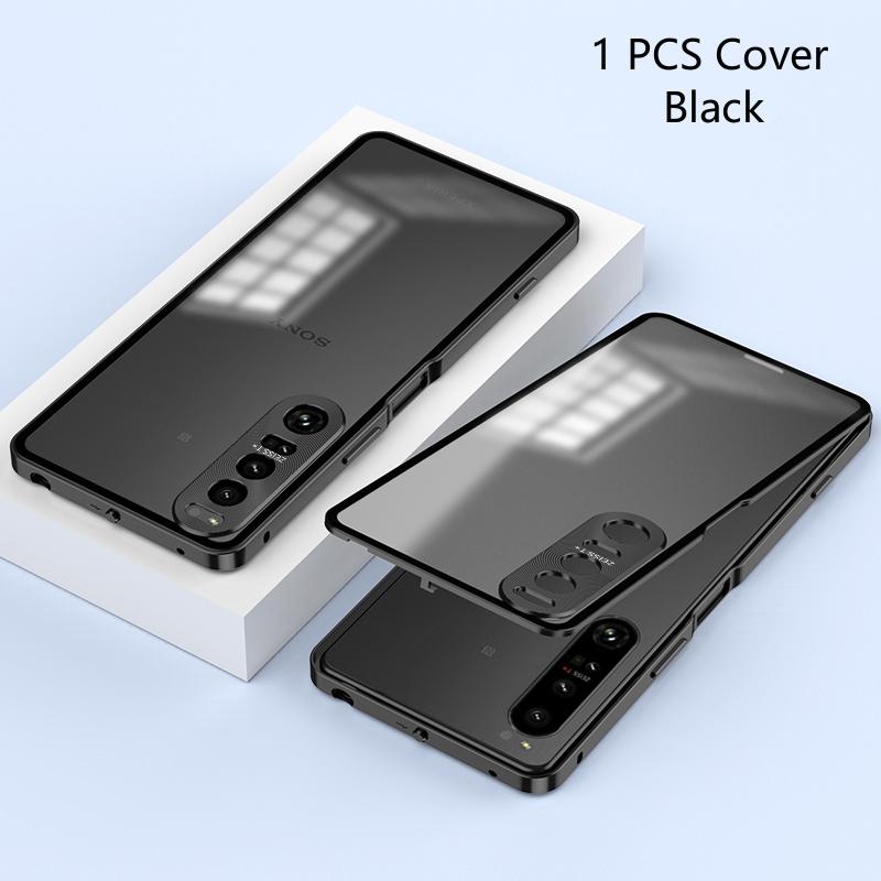 Stoßfeste Telefonhülle für Sony Xperia 1 IV, Metallrahmen aus Aluminiumlegierung + Acryl-Rückseitenabdeckungsstoßstange für Sony Xperia 1 V 1VI For Sony Xperia 1 V schwarz