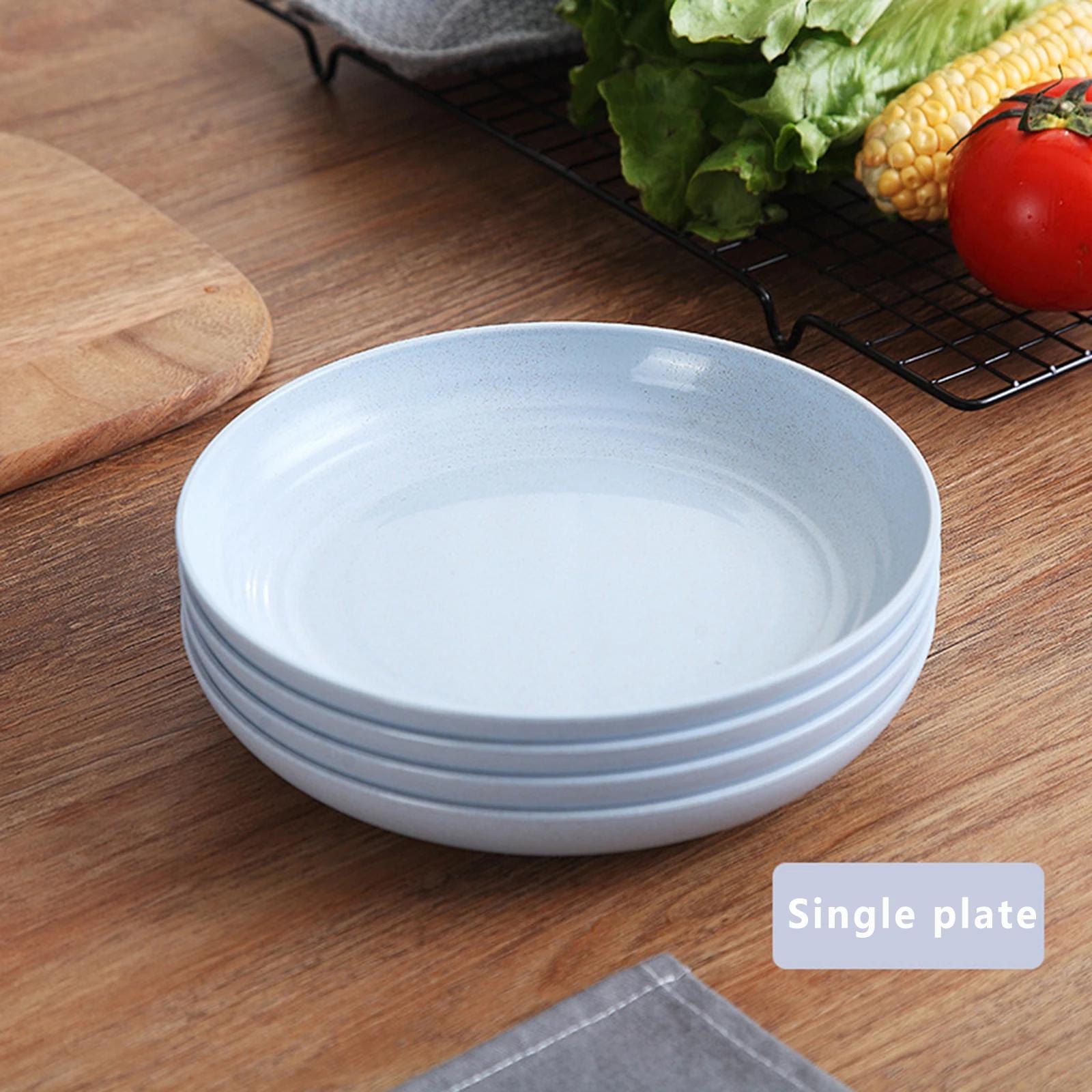 Unzerbrechliche, langlebige Teller, Essgeschirr, 1 Stück, Teller aus Weizenstroh, wiederverwendbares Abendessen, leichtes Geschirr, Küchenzubehör 7.8 inches