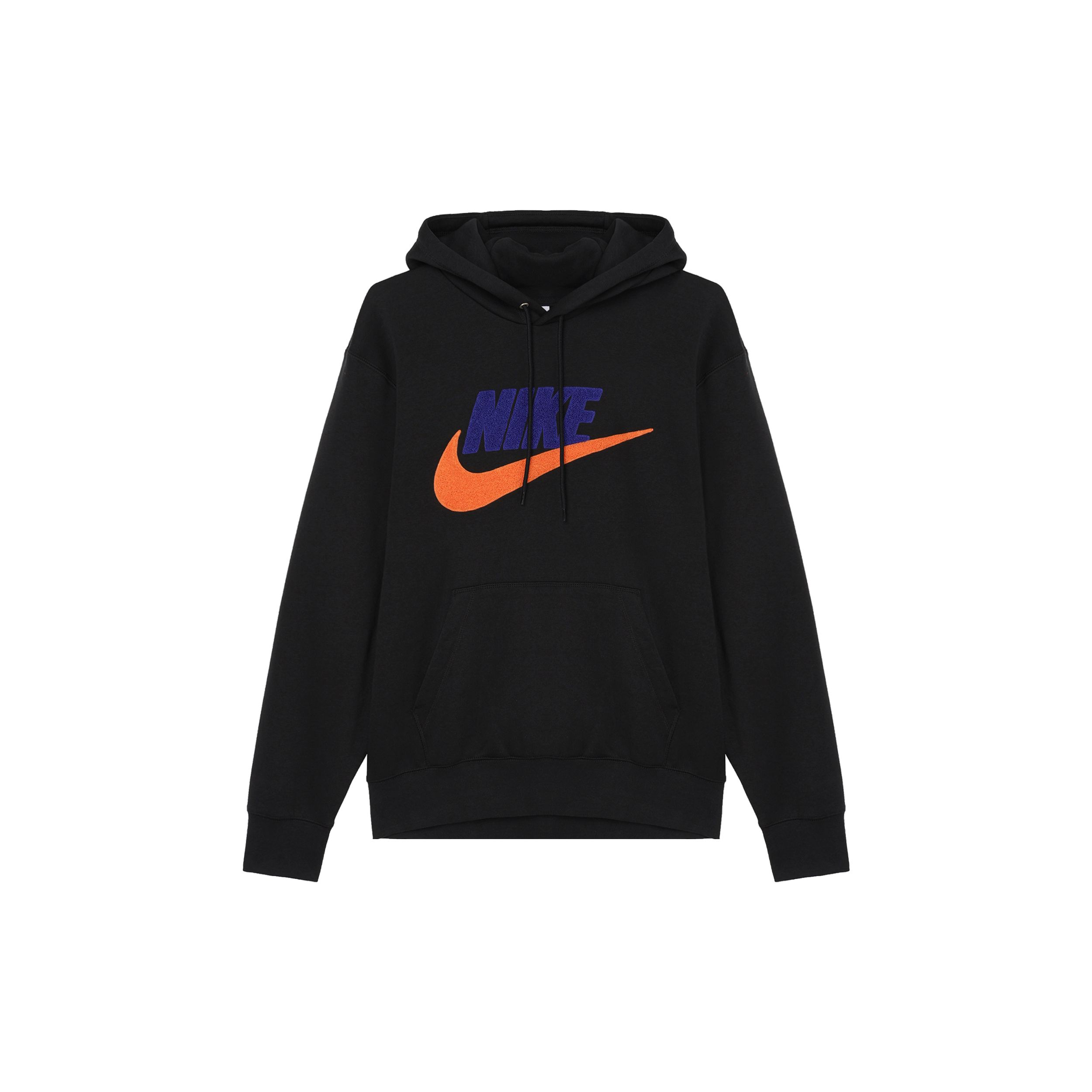 Nike Club Fleece Buchstabenlogo Print Langarm Fleece Hoodie Herren Hoodies Schwarz FN3105-010 XL