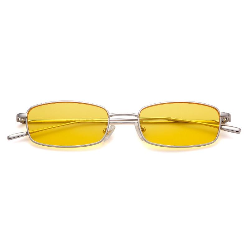 Trendige Vintage Kleine Schmale Rechteckige Sonnenbrille Damen Herren Designer Retro Metallrahmen Rotes Glas Hip Hop Sonnenbrillen S31035 as picture