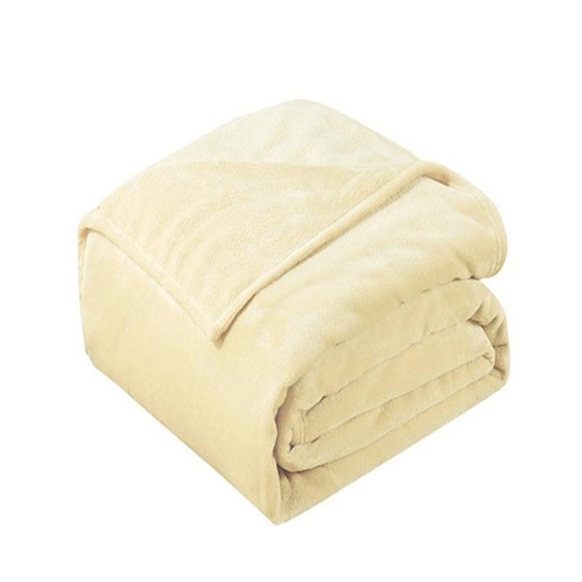 Leichte, dünne, mechanisch gewaschene Flanelldecke, Plaids, superwarme, weiche Decken, Überwurf auf Sofa/Bett/Reise, Patchwork, solide Tagesdecke 150x200cm beige