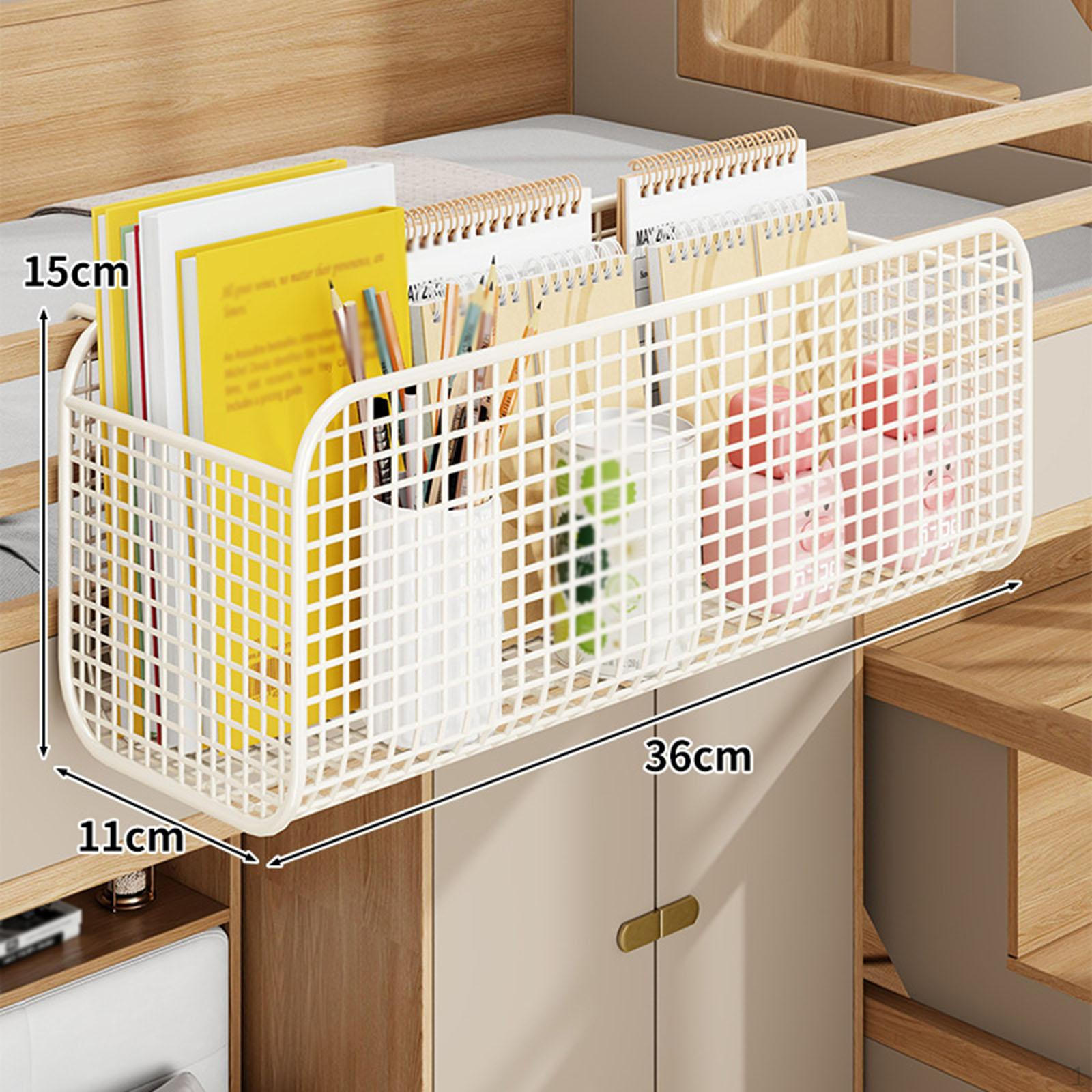 Hängender Aufbewahrungskorb Etagenbett Organizer Nachttischregal Gitter Büro für Kinder Erwachsene Metall Multi White L