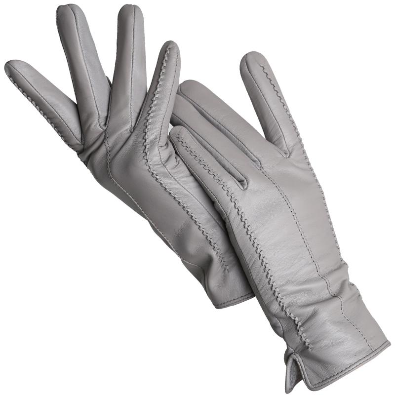 Mode Damen Handschuhe Farbe Schaffell Winter warme dünne Touchscreen Handschuhe hohe Qualität 6.5 grau