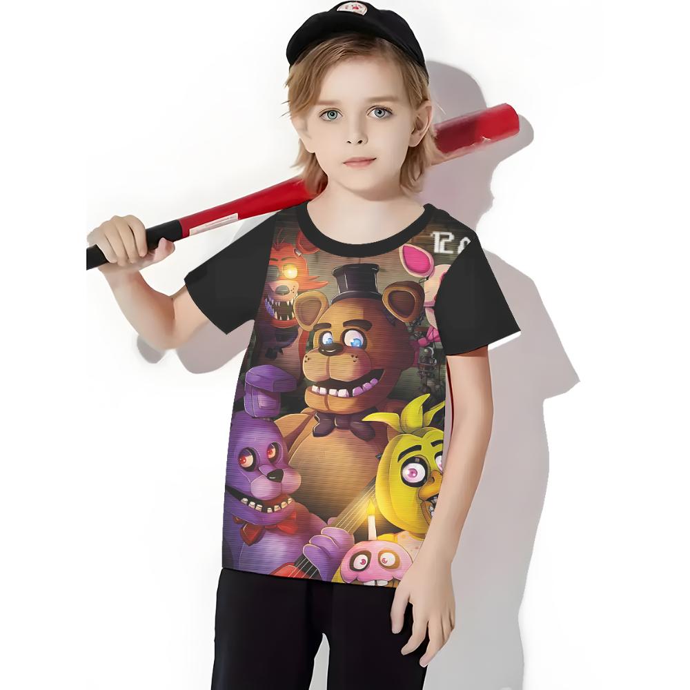 Five Nights Freddys 3D-Druck Babykleidung 5 bis 14 Jahre Männlich Outdoor-Kleidung für Kinder Junge Mädchen Kind T-Shirt Top Shirts 140cm