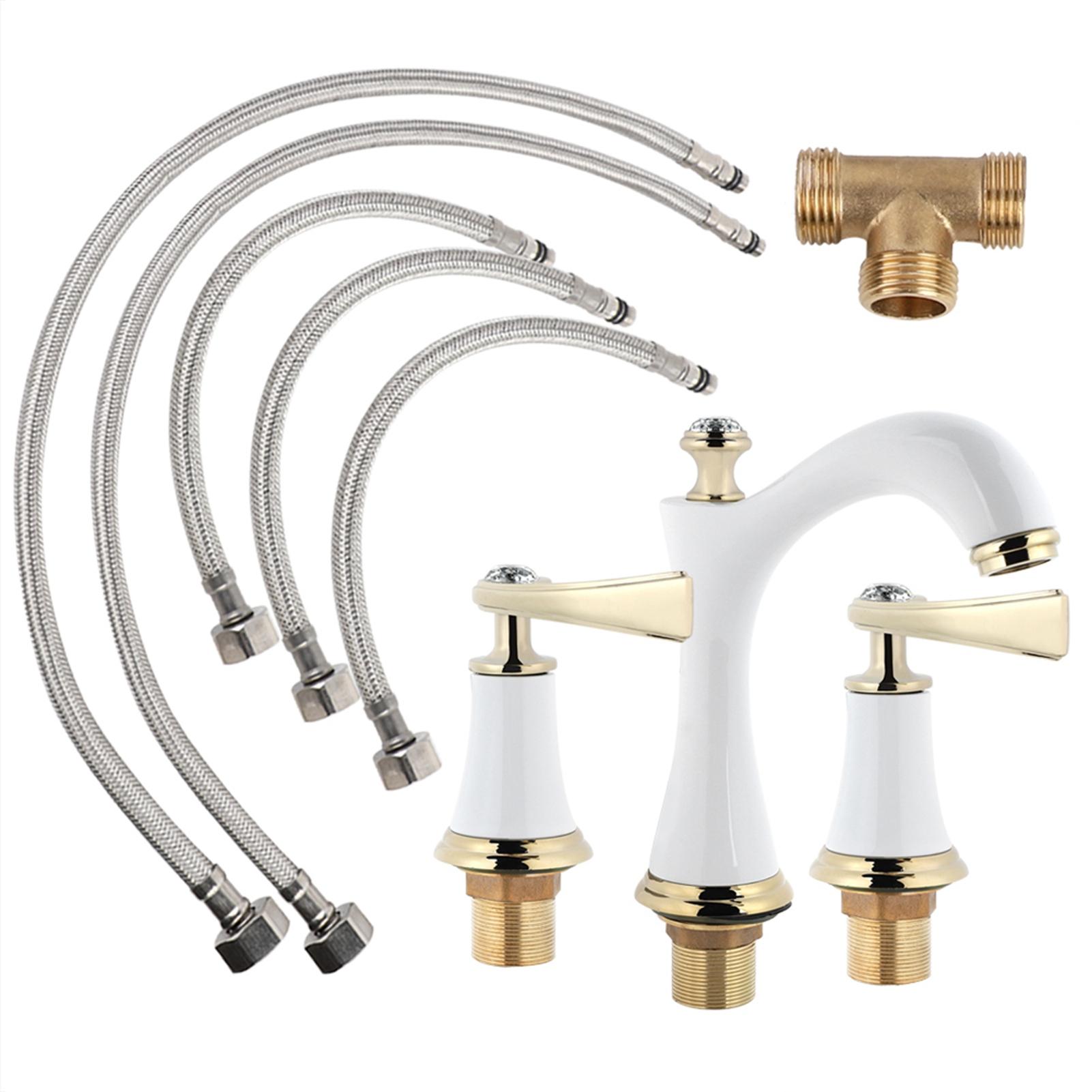 Becken Wasserhahn Kupfer Badezimmerschrank Split Wasserhahn Titan Wasserhahn(Weißes Gold)