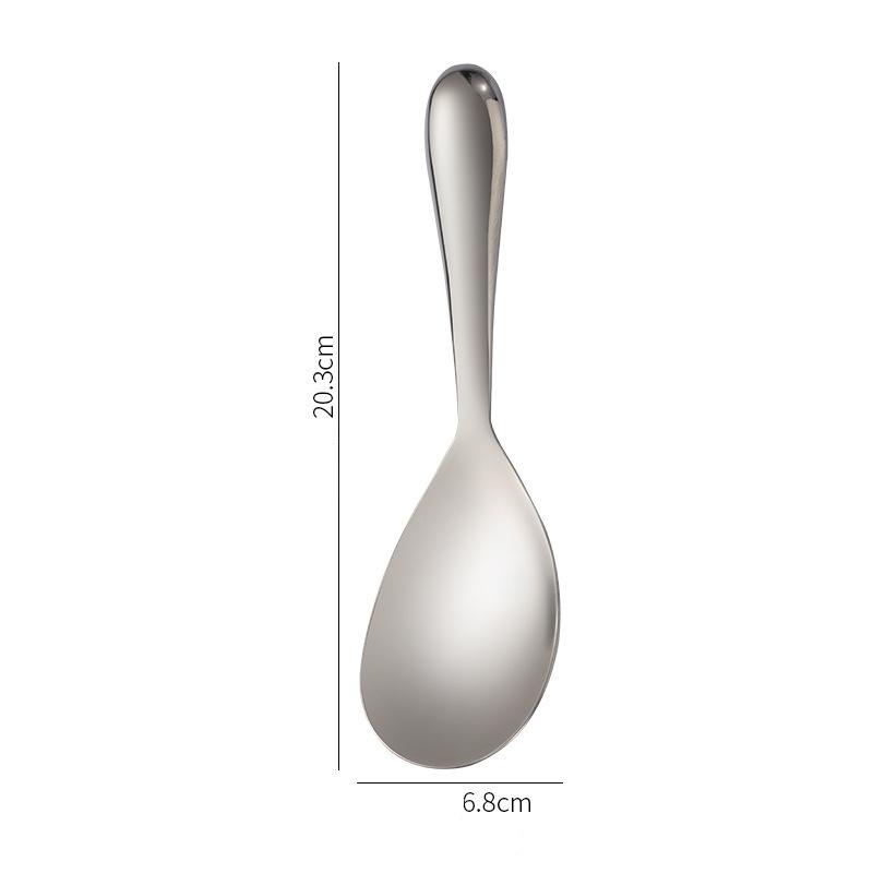 Reislöffel aus Edelstahl 304 mit langem Griff, dicker Kochlöffel, Mehrzweckgeschirr, Buffet-Servierlöffel, Küchengeschirr white