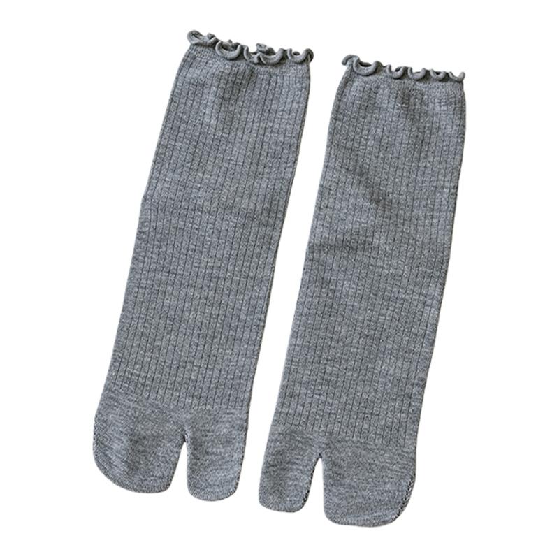 Damen Flip-Flop-Socken Tabis Knöchelsocken Baumwolle Sandalen passende Socken Rüschenbesatz Verspielte Crew-Socken Baumwoll-Stiefelsocken graue