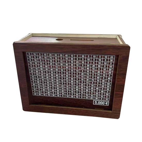 Yousheng Spardose aus Holz mit Zähler 1000/2000/3000/5000/10000 Euro Sparschwein Münzbehälter Kinder Erwachsene Geldspar-Challenge-Case Jar D