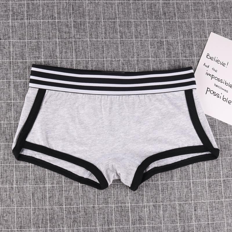 Damen Vierkant-Slips Mode Breitrandig Einfarbig Unterhosen EMA XL graue