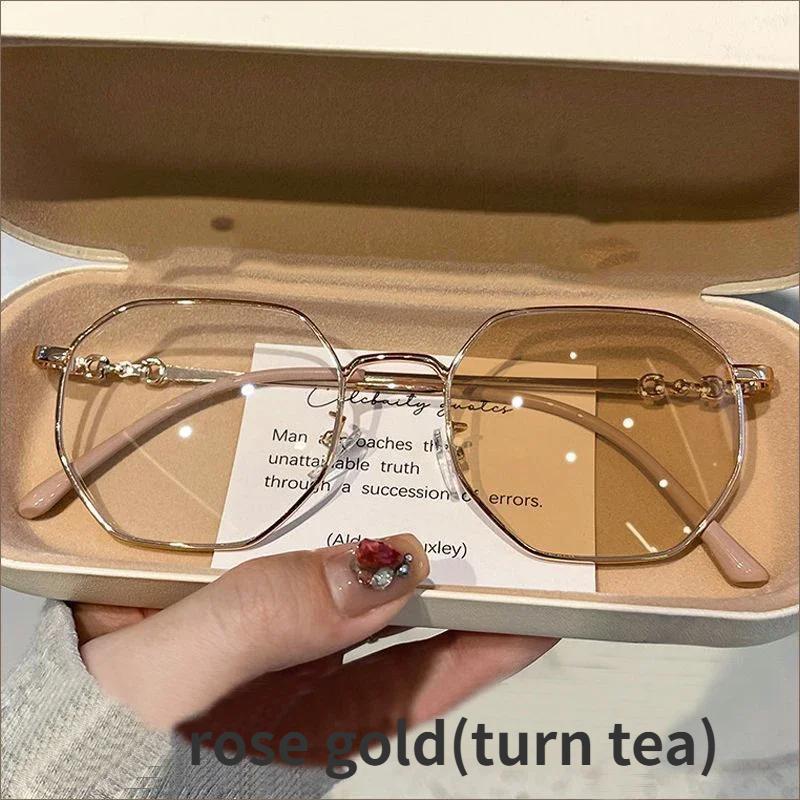 Luxuriöse, modische photochrome Myopie-Brille für den Außenbereich, Farbwechsel-Sonnenbrille, Unisex, trendige Minus-Dioptrien-Brille -4.0