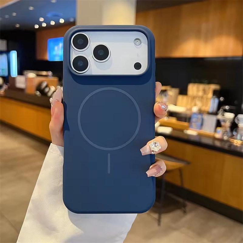 Luxuriöses flüssiges Silikon für magnetische Magsafe-Hülle für iPhone 17 Air Pro Max kabelloses Laden weiche Hülle iPhone 17 Air navy blau