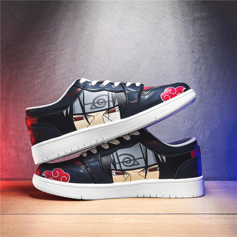 Anime Schuhe Casual Sneakers Leder Gummi Schnürung Low Top Flats Itachi Schuhe Cartoon Männer Schuhe 44 rot