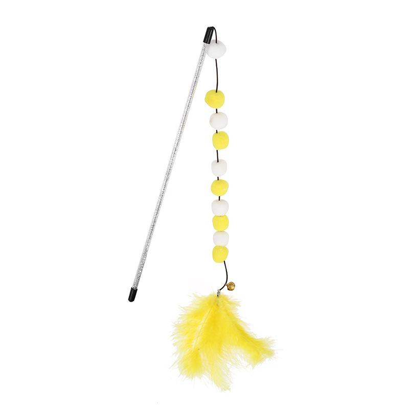Katzenspielzeug, 1 Stück, interaktiver Stab, Federspielzeug, Kätzchen, necken, langlebig, Plüschball, Heimtierbedarf, Feder, Katzen-Neckstick gelb