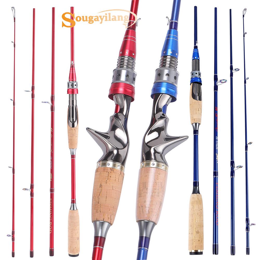 Sougayilang Kohlefaser-Angelruten, Spinnrute, Casting-Angelrute, optional für Outdoor-Angeln spinning rod 2.1m blau