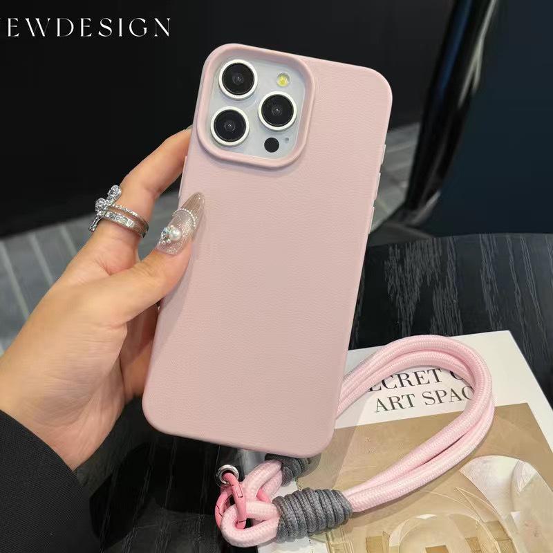 Einfarbige Silikonhülle mit Handschlaufe für Apple iPhone 11/12/13/14 Pro/15 Pro Max iPhone11 rosa