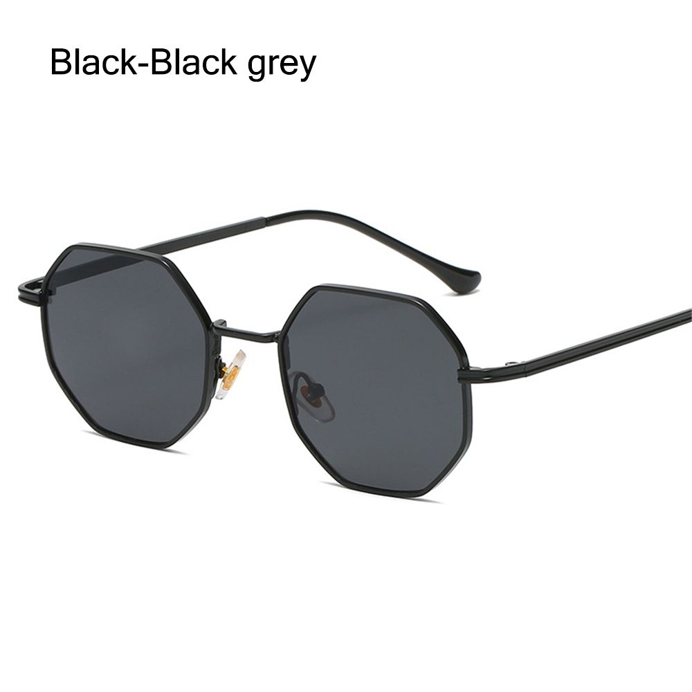 Rahmen UV-Schutz Sonnenbrille für Herren/Damen Metall Sonnenbrille Quadratische Sonnenbrille Polygon Sonnenbrille Black-Black grey