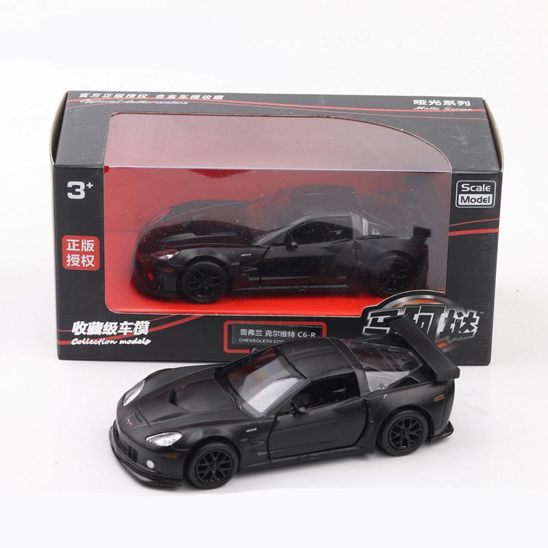 Corvette C6-Modellauto aus Druckguss im Maßstab 1:36, Spielzeugfahrzeug zum Zurückziehen für Kinder, Kleinkinder, Jungen und Mädchen, Geschenkkollektion 1/36-12.3x5.3x3cm schwarz