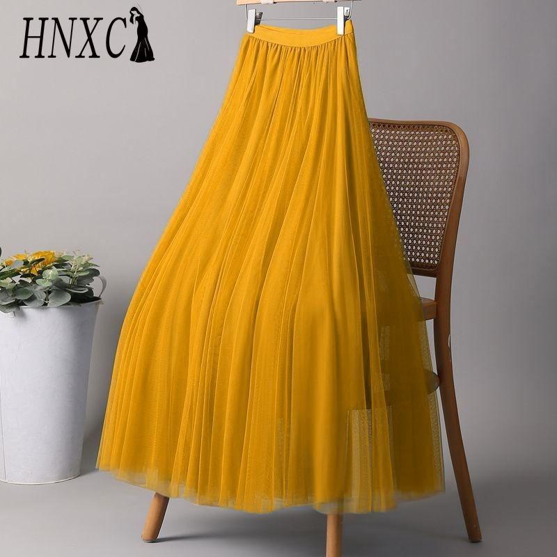 HNXC 28 Farben Damenmode Lässiger Sommer Frühlingsrock XL gelb