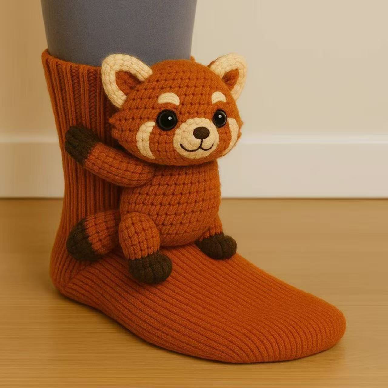 3D Stricktier Socken Plüsch Häkeltier Socken Niedliche Tier Socken