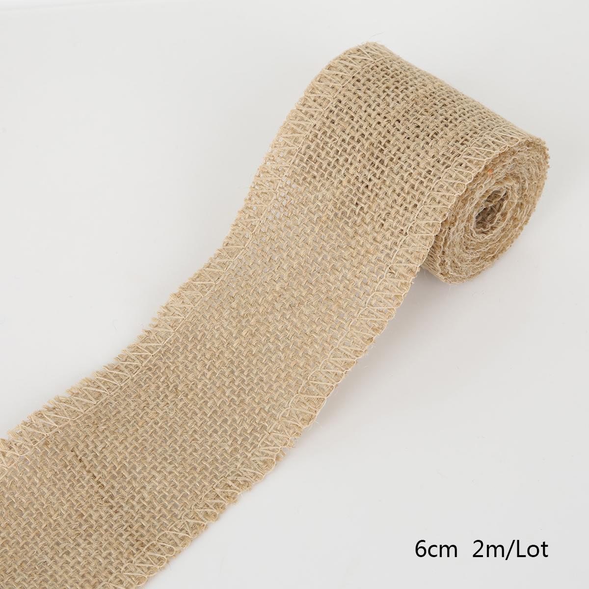 2 Meter buntes natürliches Jute-Sackleinen-Band, Jute-Stoffrolle, hessisches Band, Borte, Band, rustikale Hochzeit, Party-Dekoration nude