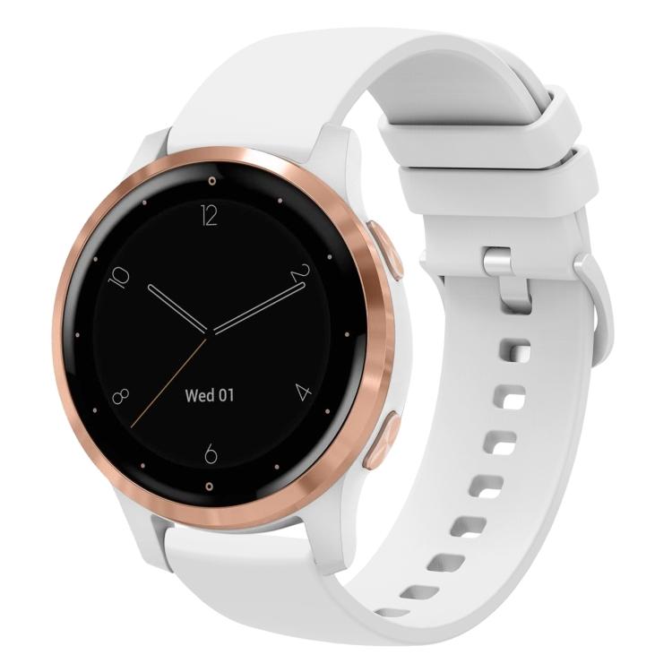 Für Garmin Vivoactive 4S 18mm Einfarbiges Weiches Silikon Uhrenarmband For Garmin Vivoactive 4S weiß