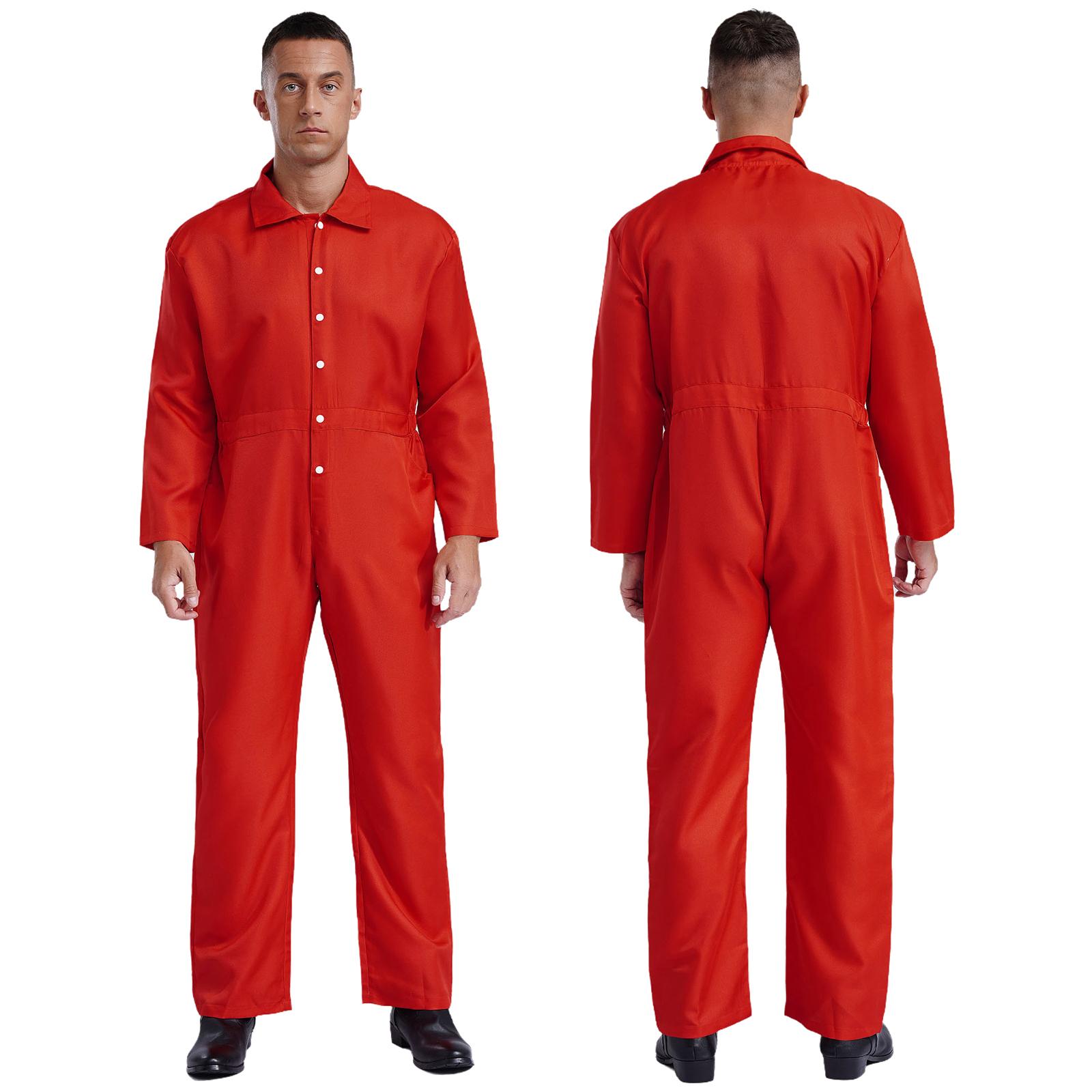 Herren Halloween Party Overall Kostüm Fabrik Uniform Arbeitskleidung Einteiliger Langarm Overall Uniformen Overalls Spielanzug M rot