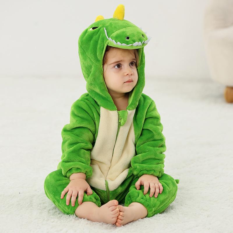 Babykleidung Hai Dinosaurier Onesies Tier Kapuzen Winter Baby Pyjamas Kinder Nachtwäsche Baby Pyjamas 80 grün