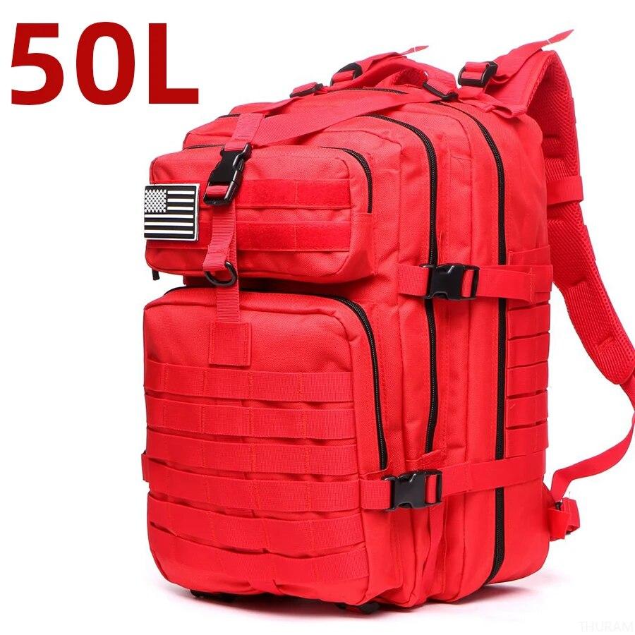25L/50L 1000D Nylon Wasserdichte Trekking Angeln Jagd Tasche Rucksack Outdoor Militär Rucksäcke Taktische Sport Camping Wandern 50 Liters rot